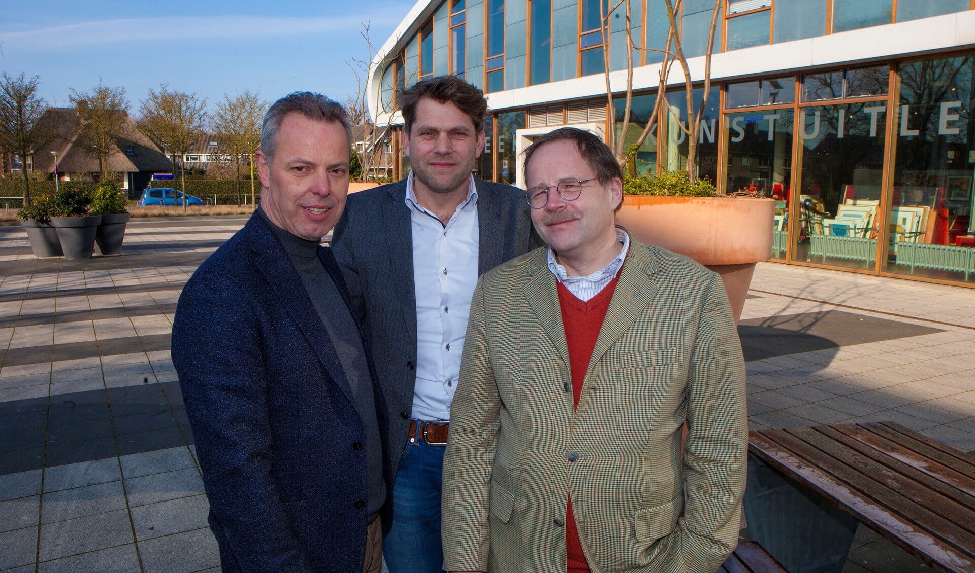 Lijsttrekkers Wessel Doorn van de CU (l), Rutger Rebel van het CDA (m) en Rob Bource van de SGP (r).