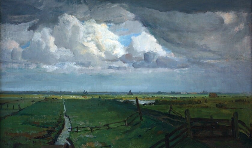 'Gezicht op de meent achter Blaricum' van David Schulman, 1900, collectie Hilversum.