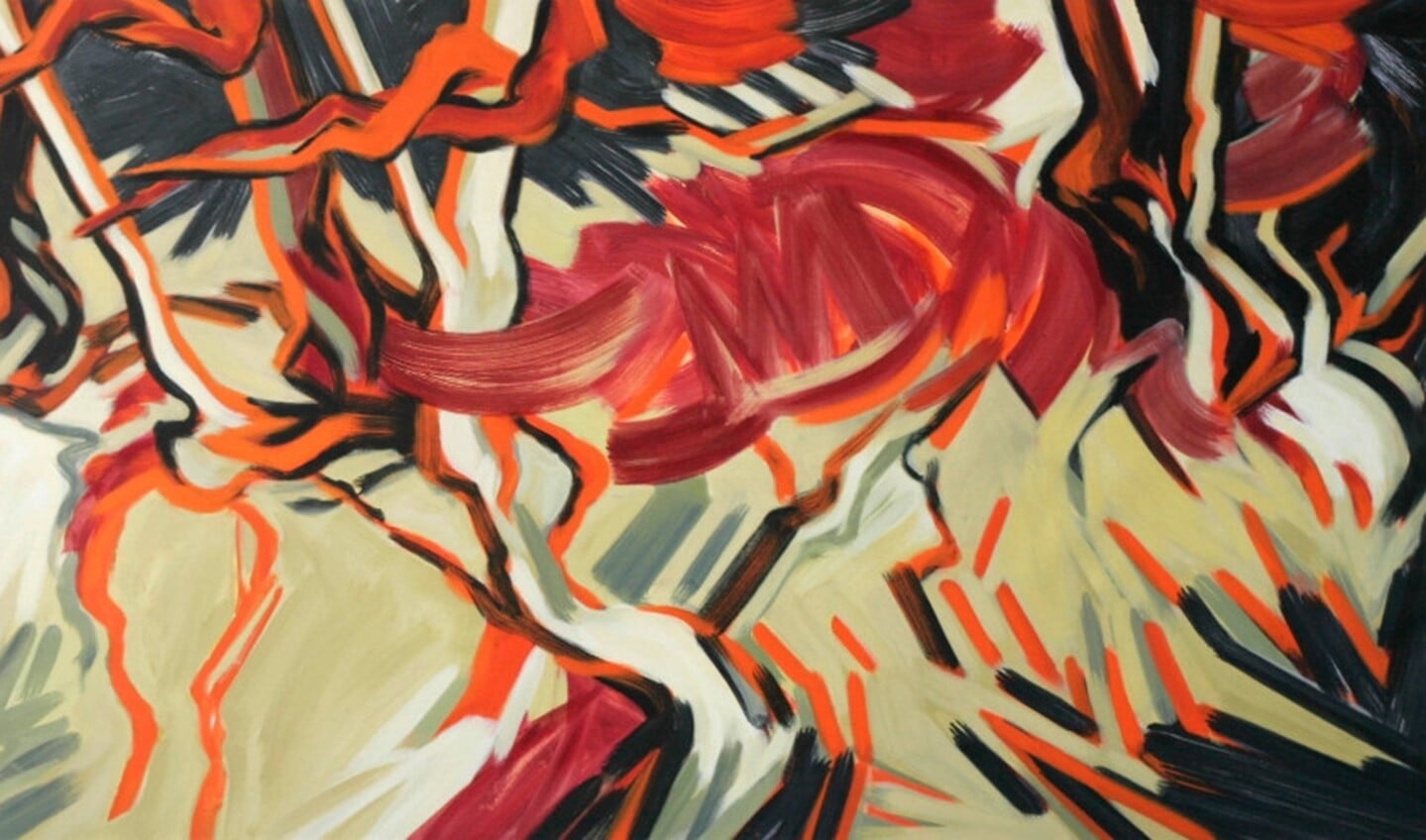 Robert Zandvliet, Zonder titel, 1999, tempera op linnen, 201 x 401 cm.