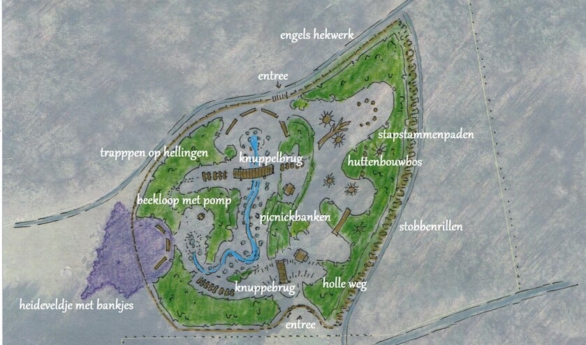<p>Een impressie van hoe het speelbos er uit kan gaan zien.</p>