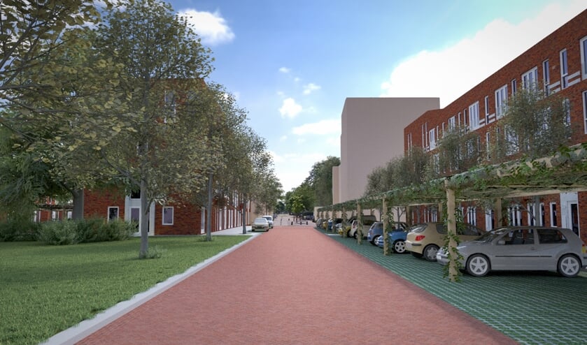 Een zogeheten 'artist impression' van ontwikkelaar BPD van een straat in het project De Weesperschool.