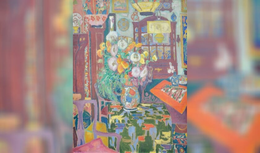 Olieverf 'Interieur' Leo Gestel.