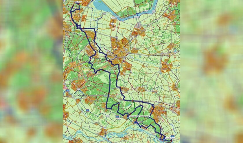 Een deel van de te rijden tocht.