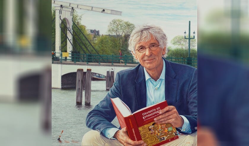 Een deel van het portret: 'Prof. Dr. M.J. Heineman en Amsterdam'.