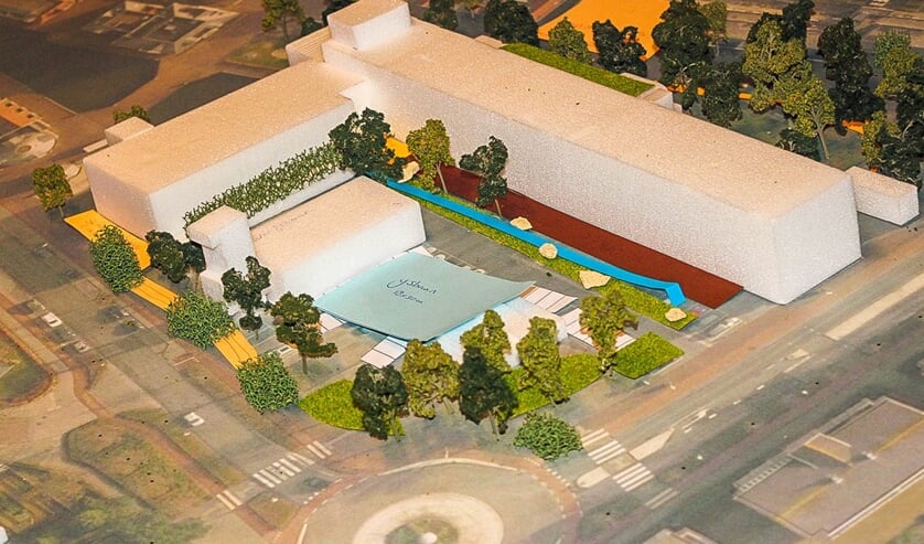 Een van de ontwerpen van het plein voor het gemeentehuis.