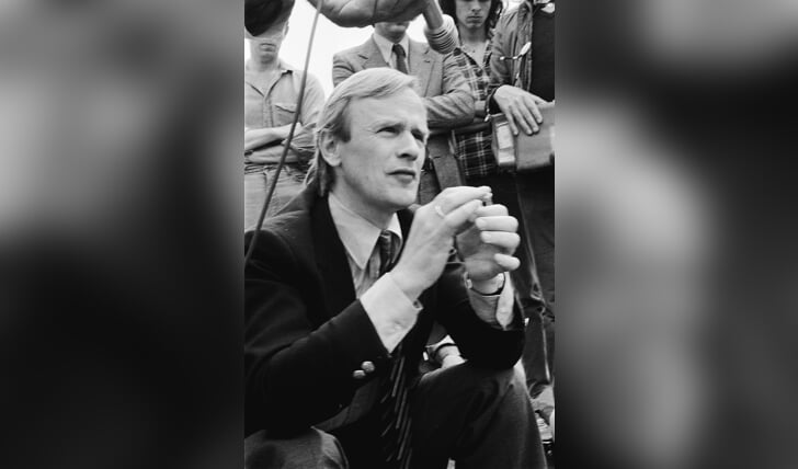 Jack Patijn tijdens de blokkade van Dodewaard op 27 mei 1980.