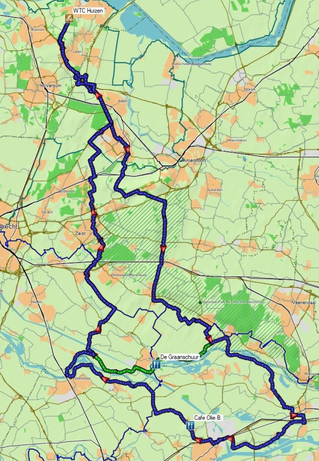 De routes van de Grote Rivierentocht.