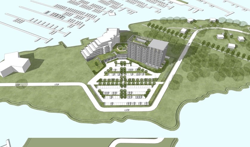 <p>Een impressie van hoe het hotel er uit kan gaan zien na verbouwing en een stukje van het park met recreatiewoningen.</p>