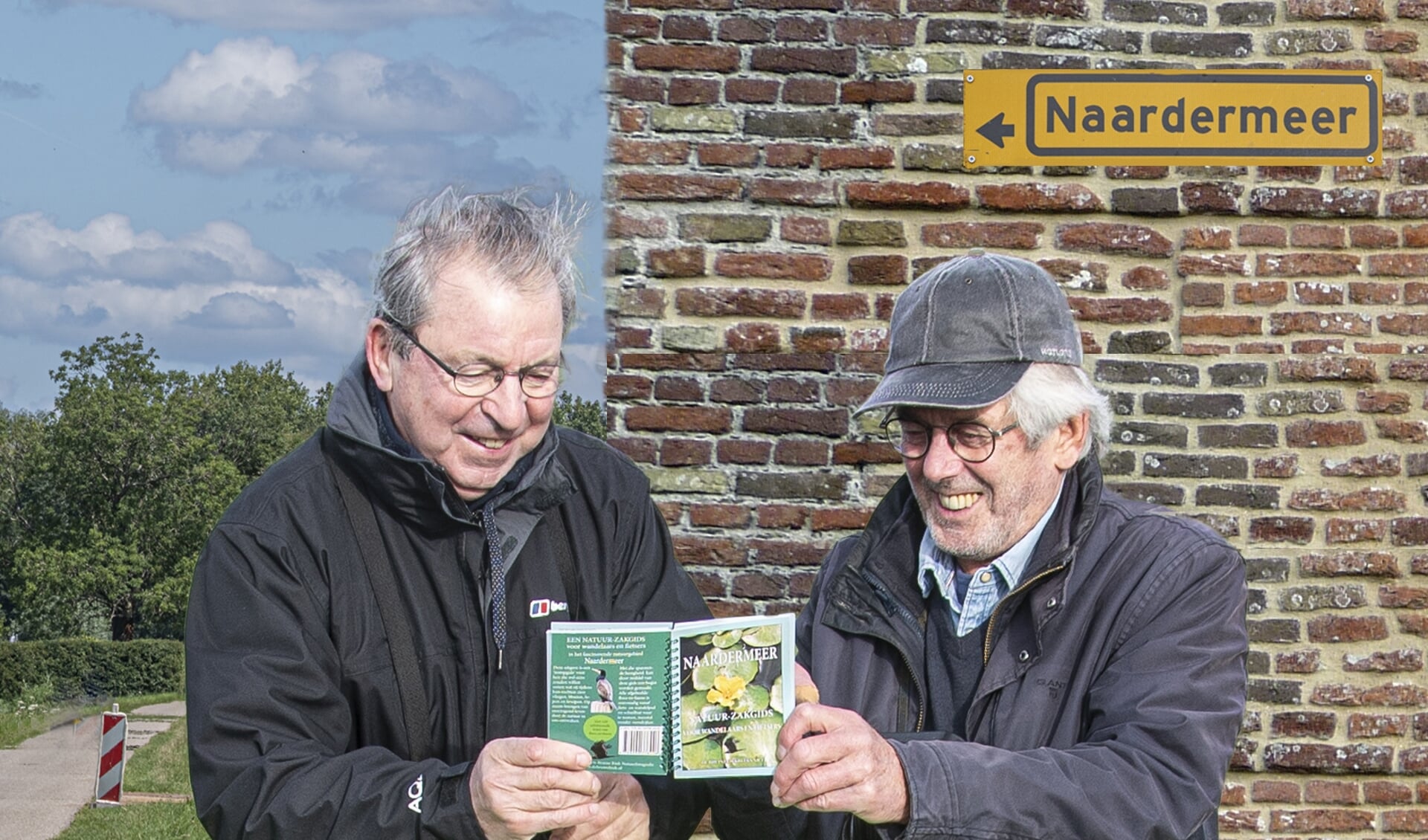 Bertus van den Brink (l) en Rob Kloosterman maakten de nieuwe 'Naardermeer Natuur-Zakgids' vol foto's en tips.