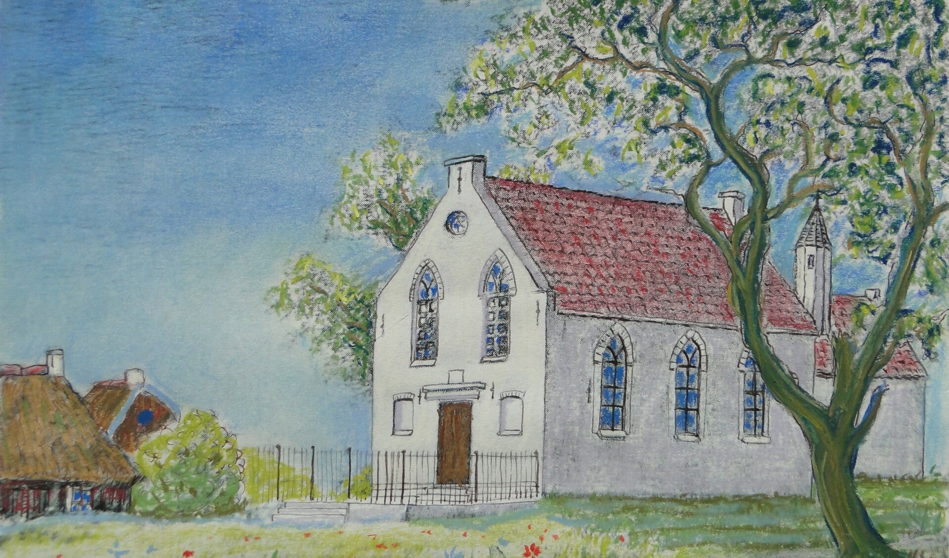 Omdat de kapel als opslagplaats bezet was, werd 1828 een kerkje tegen de kapel gebouwd. 