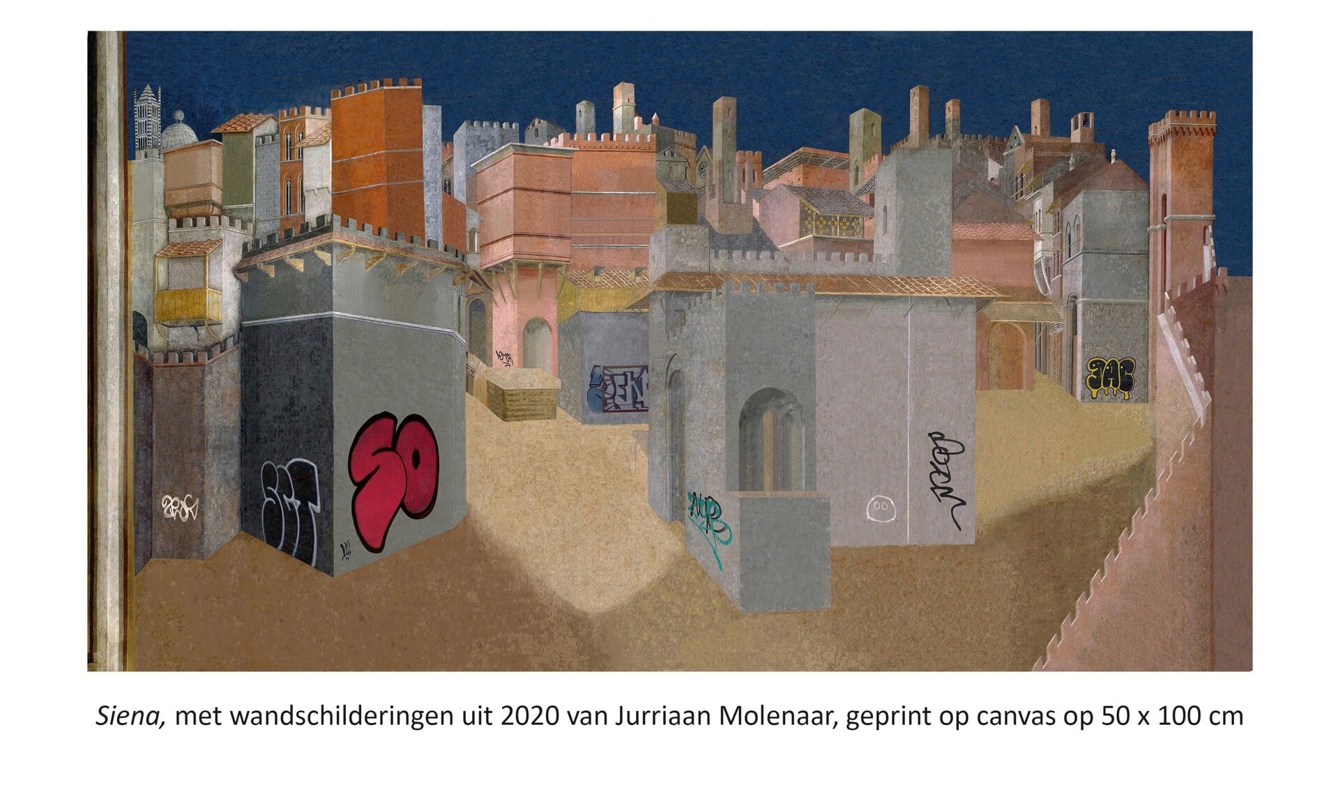 Sienna, met wandschilderingen uit 2020 van Jurriaan Molenaar.