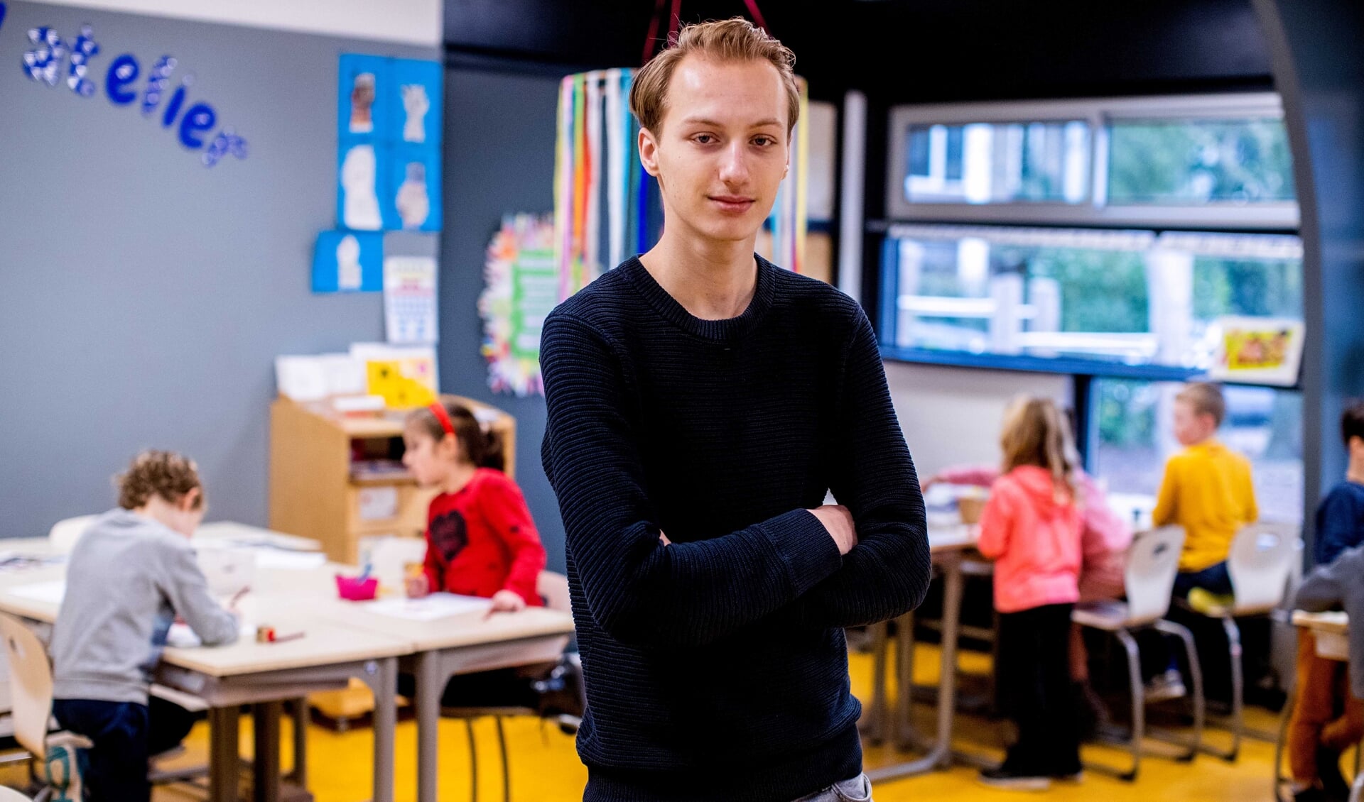 Over een paar jaar hoopt Joery van den Bos les te geven aan groep 7 of 8. De leerling van het Comenius College wil graag het basisonderwijs in. 