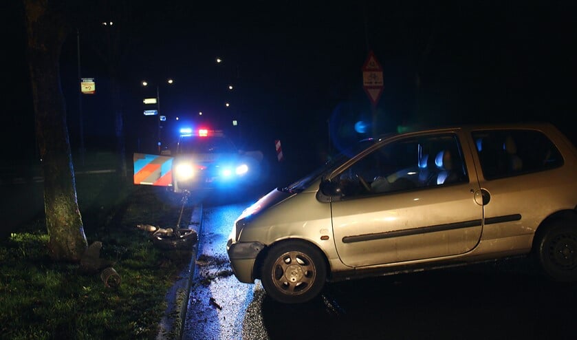 De bestuurder knalde na het negeren van een stopteken tegen een boom.