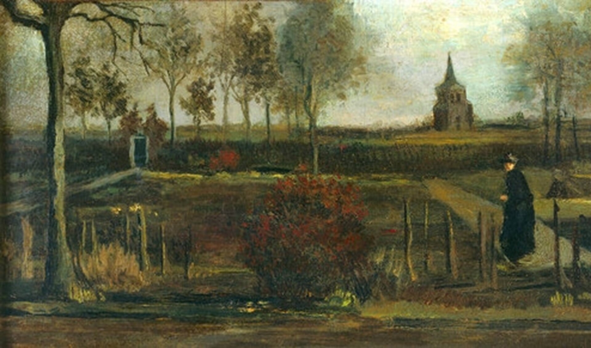 Het gestolen schilderij 'Lentetuin, de pastorietuin te Nuenen in het voorjaar'.