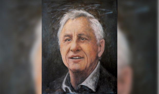 Een portret van Johan Cruijff, geschilderd door Gemma van der Zee.