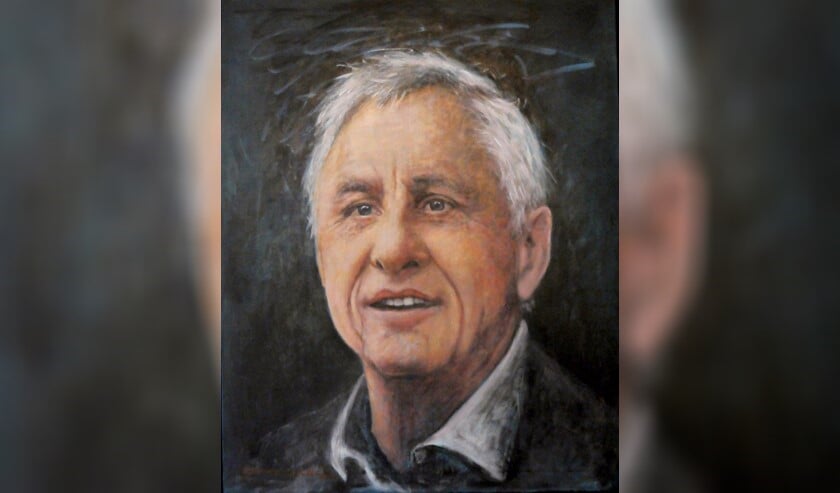 Een portret van Johan Cruijff, geschilderd door Gemma van der Zee.