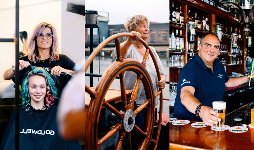 <p>V.l.n.r.: Kapper Hilke Bazen, Schipper Leon Oosterbroek en Barman Johan Smit.</p>