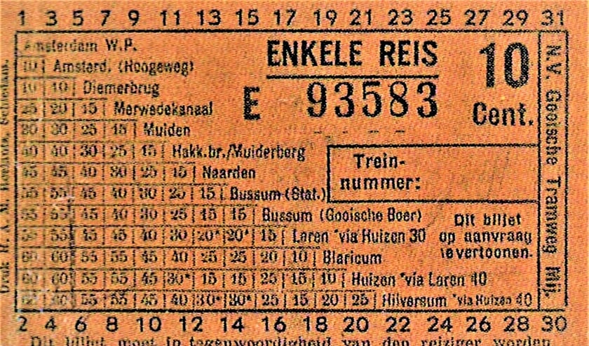 Een plaatsbewijs van de Gooische uit de jaren ’30.