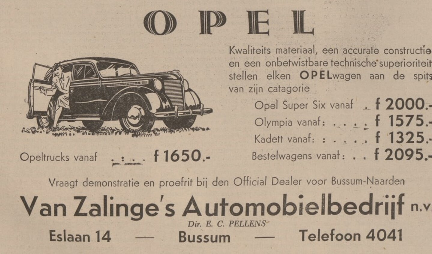 Advertentie van Pellens in Bussumsche Courant 1940.
