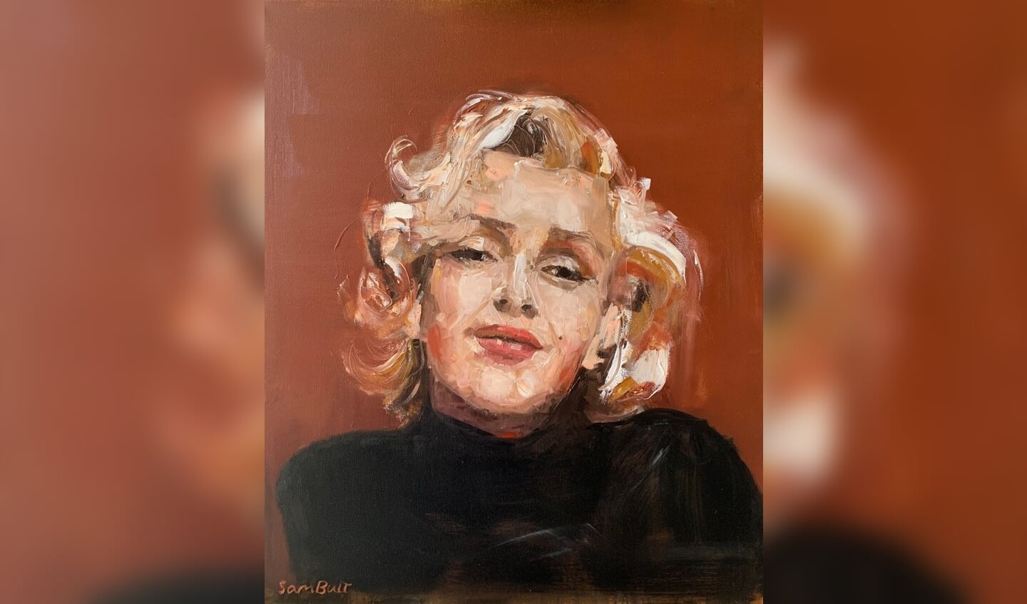 'Zwoele Marilyn', olieverf op doek
50 (b) x 60 (h) cm.