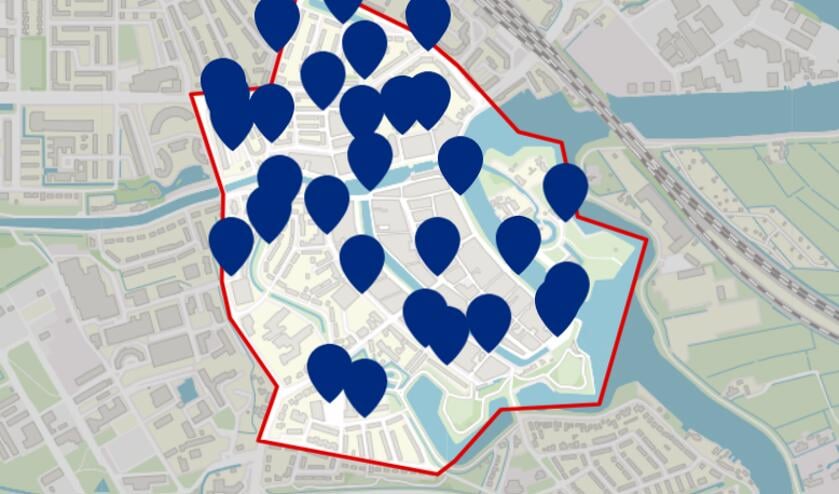 <p>Op de kaart staan de voorlopige locaties voor de containers aangegeven.</p>