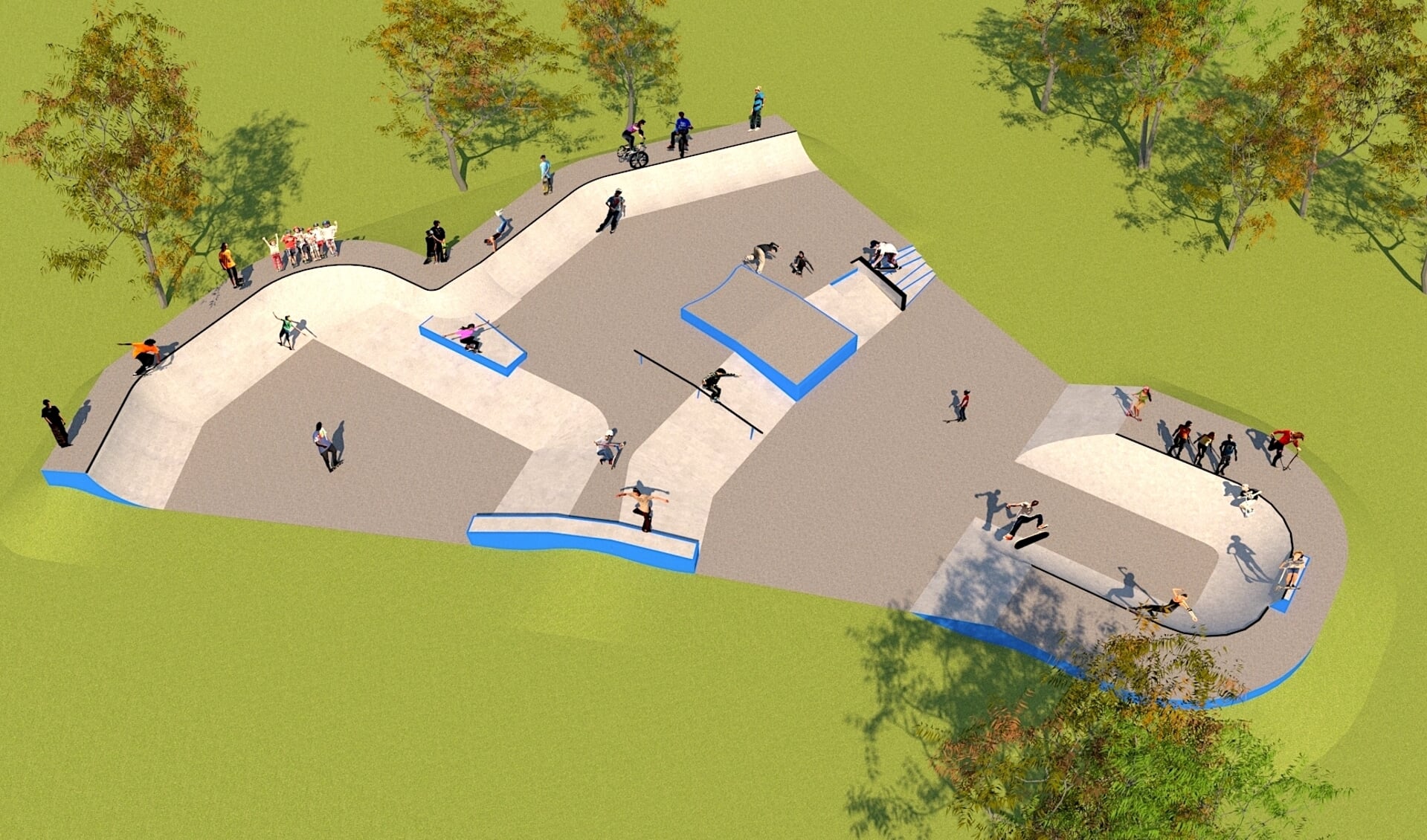 Het ontwerp van het skatepark, mede ontworpen door de Muidense skaters.