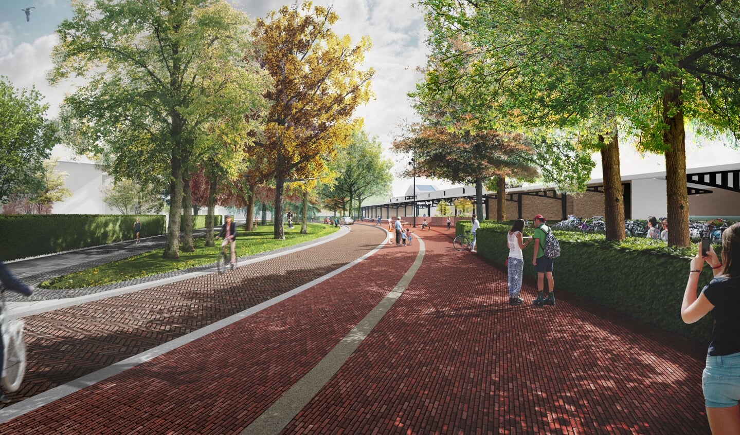 Zo gaat de entree van station Naarden-Bussum eruit zien.