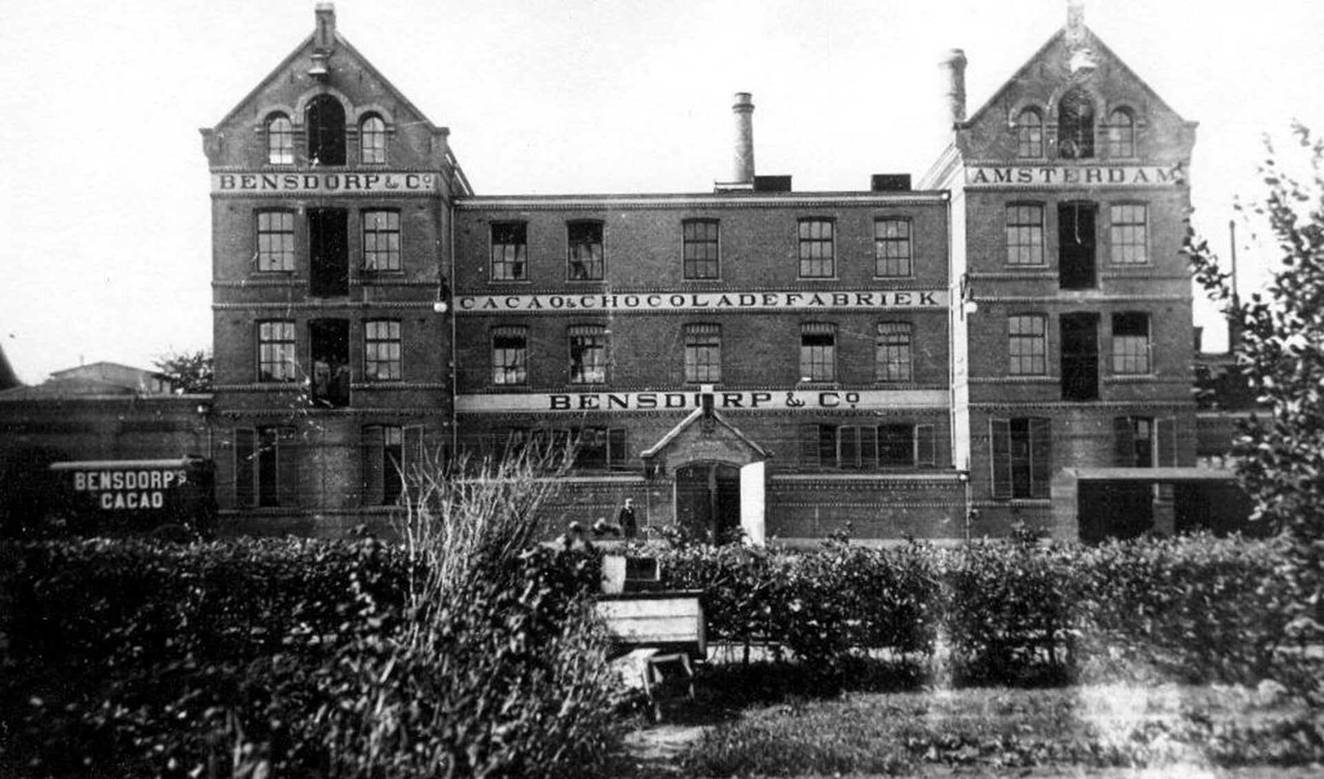 De Bensdorpfabriek in Bussum aan het eind van de 19e eeuw.