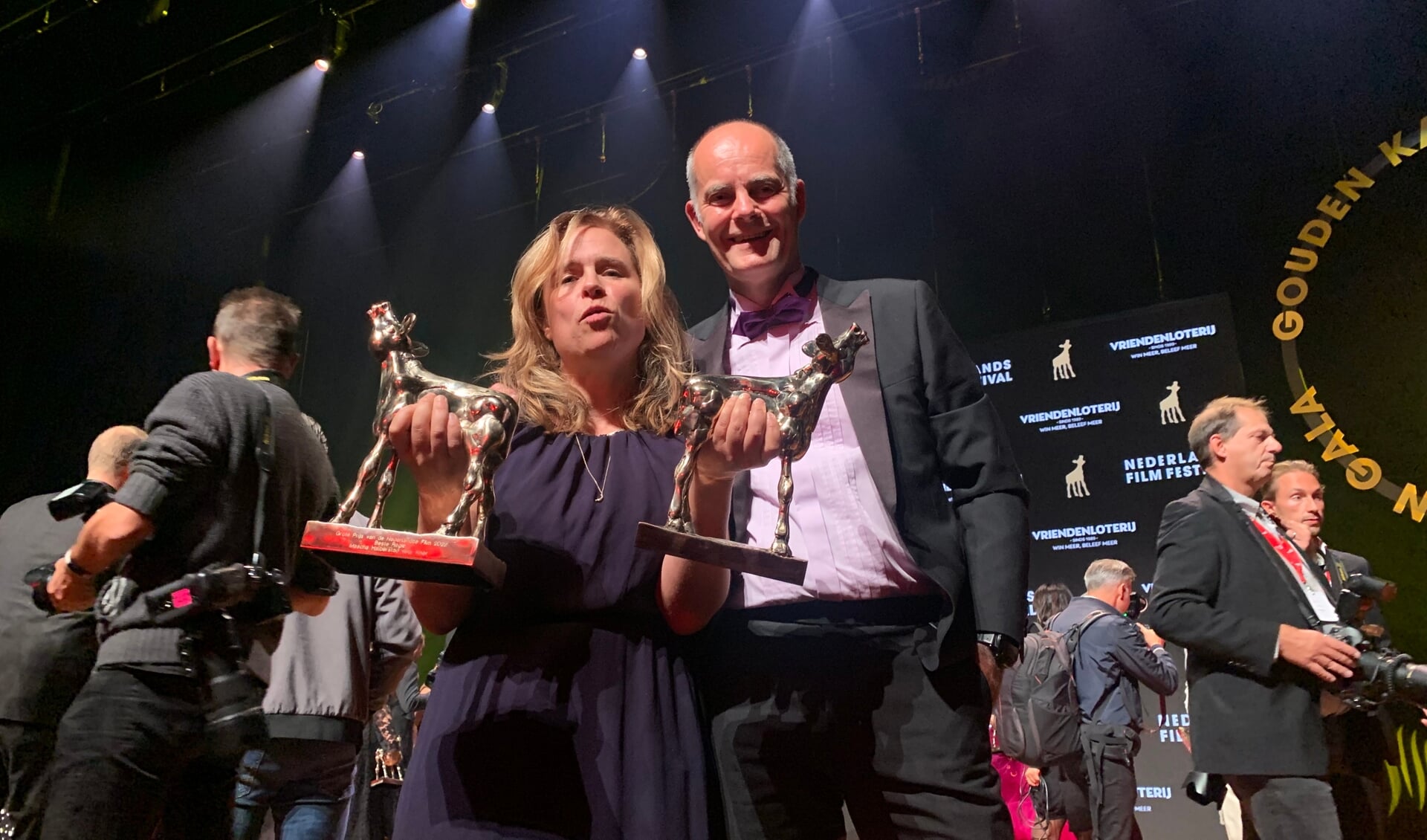 Mascha Halberstad en Peter Mansfelt wonnen maar liefst drie Gouden Kalveren voor hun 'Knor'. 