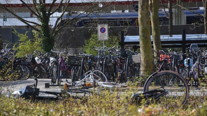 Aan de noordkant van het station zijn fietsenstallingen geen overbodige luxe. 