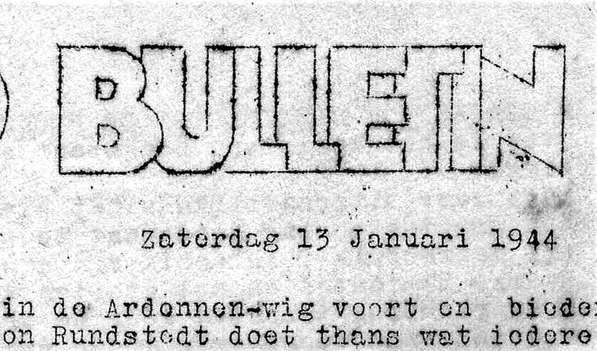 De kop van het Vrij-Nederland Bulletin van 13 januari 1944.