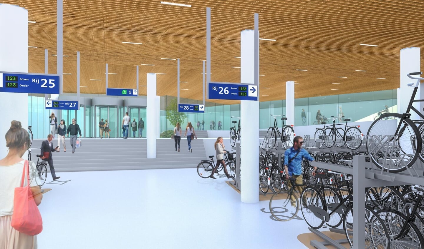 Artist impression nieuwe fietsenstalling Stationsplein.