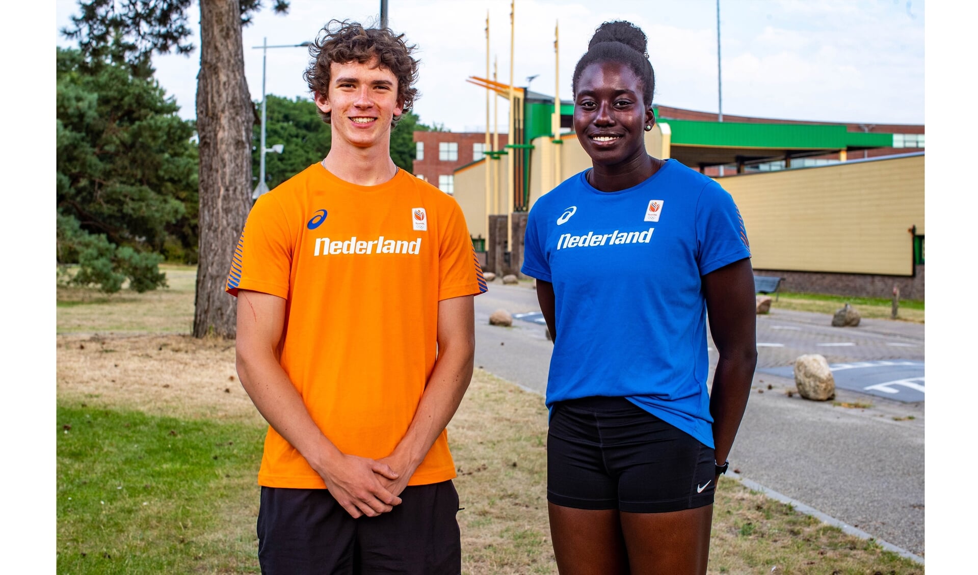  Florian Vriezen en Shantell Kwofie bij de Gooise Atletiek Club. 