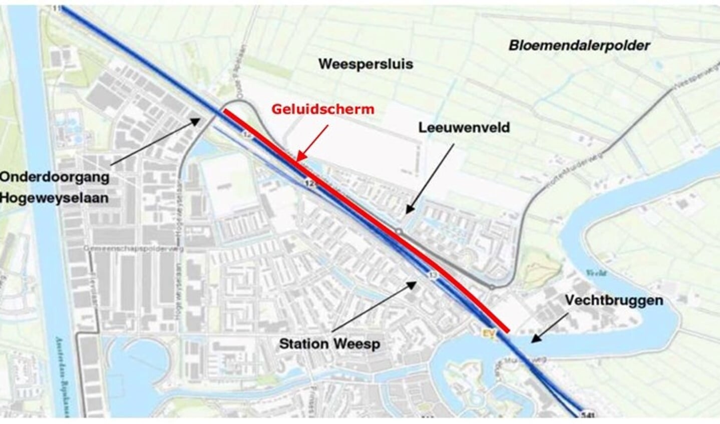 De nieuwe geluidschermen zullen aan de noordkant van het station worden geplaatst