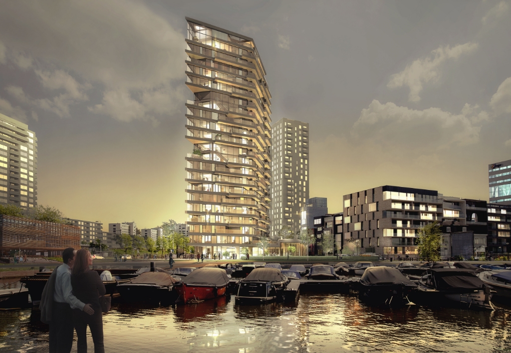 HAUT aan de Amstel wordt straks een 73 meter hoge houten woontoren. Iets voor Hilversum?