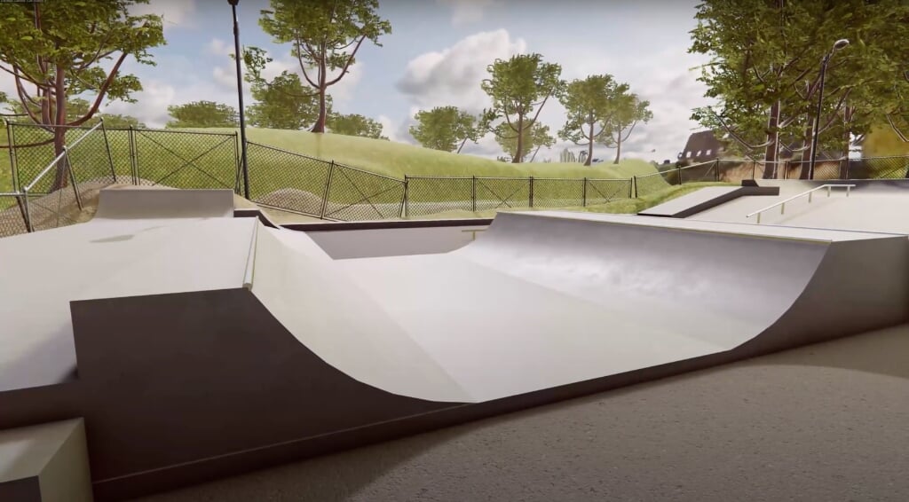 Het concept voor het skatepark, mede ontworpen door 3D-artiest Patrick Huijten