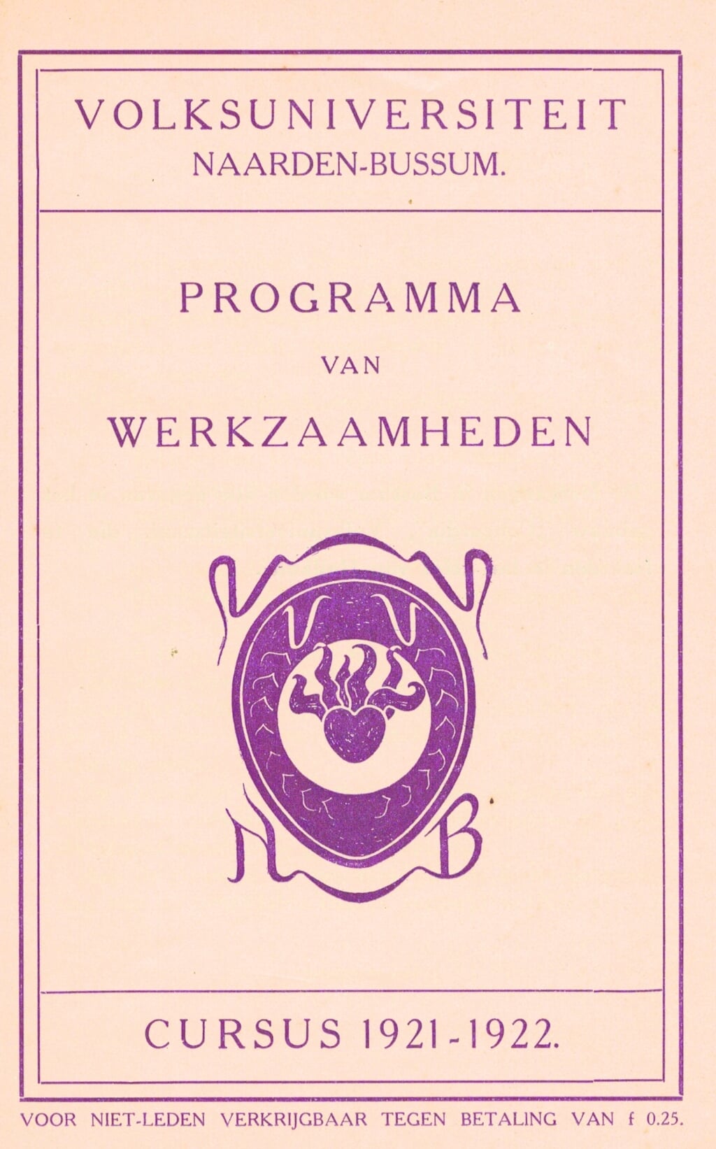 Titelblad van het cursusprogramma 1921/1922. Het logo was ontworpen door K.P.C. de Bazel