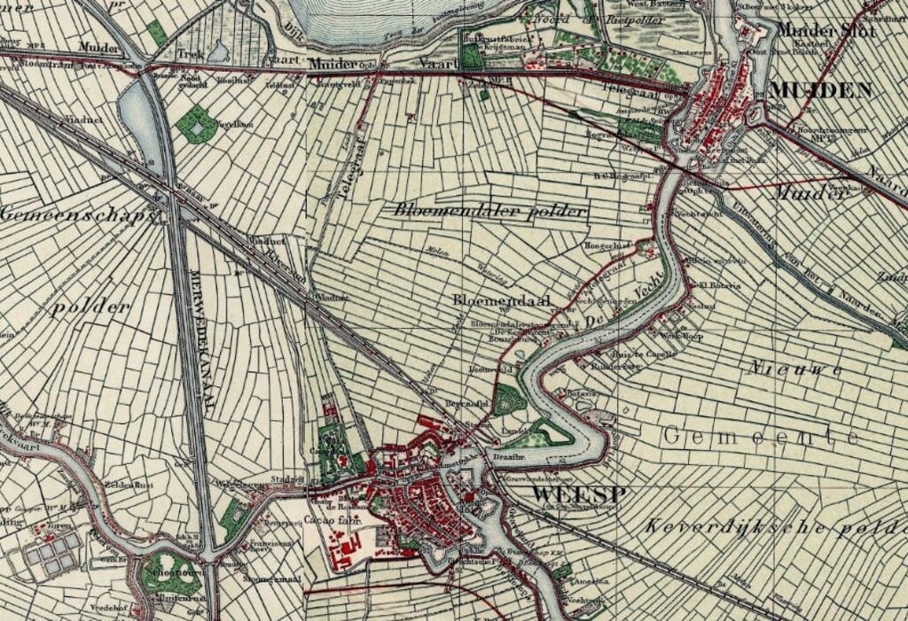 Kaart van de Bloemendalerpolder uit 1925. Duidelijk is de oude verkavelingstructuur te zien