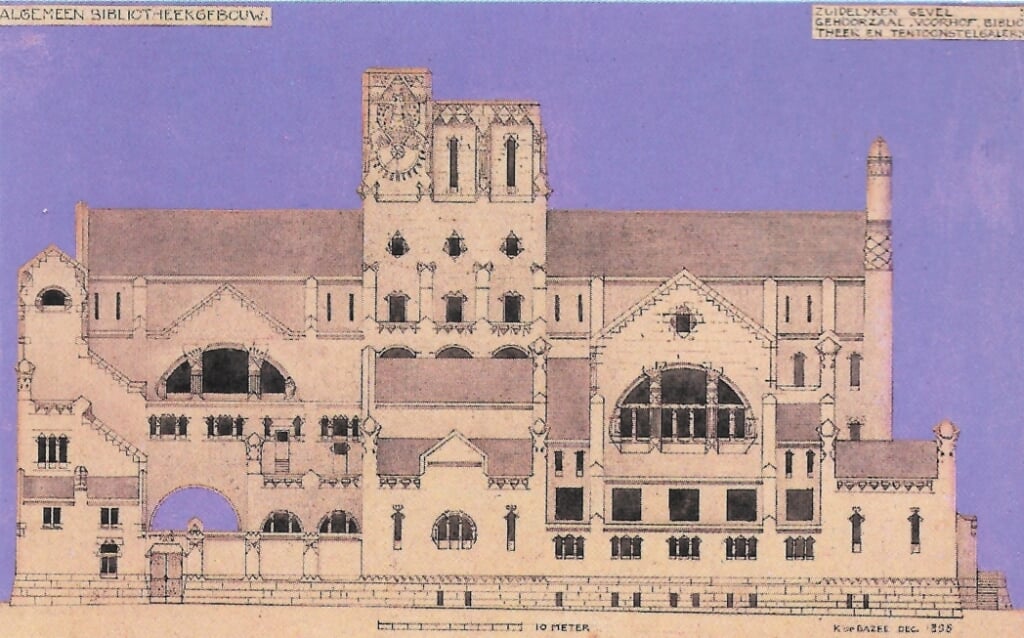 Het ontwerp voor een bibliotheekgebouw uit 1896 van De Bazel.