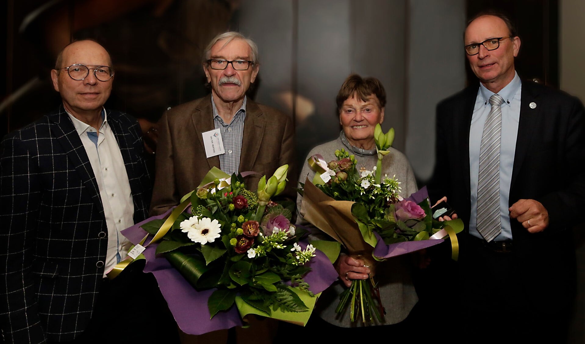 V.l.n.r. Peter Plompen, Walter Mertens, Jacqueline van den Nieuwenhoven, Theo Geldens. (Foto: Jurgen van Hoof)