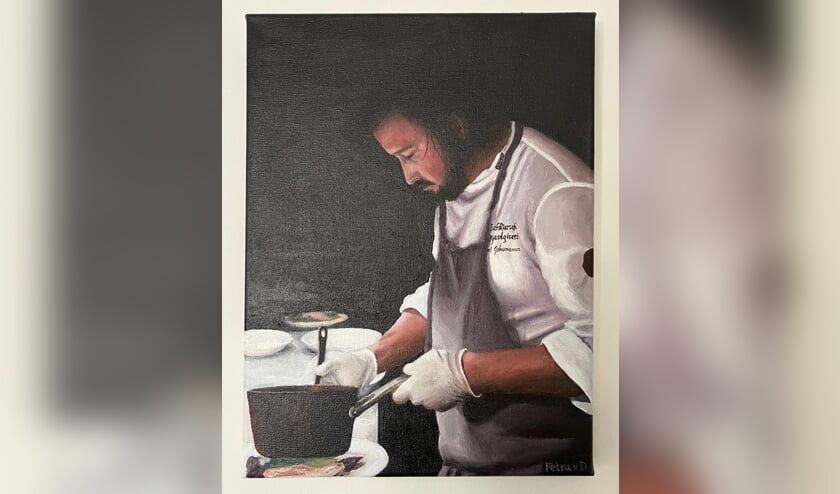 Het kunstwerk dat Petra van Dalen van de chef-kok maakte.
