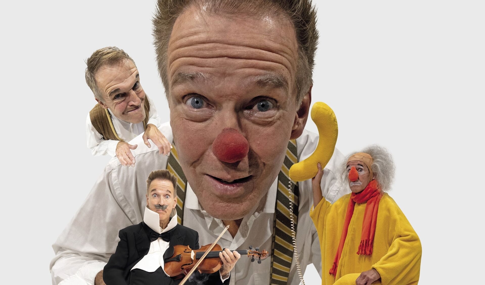 'Hommage aan de clown - Chaplin and other famous clowns by Arno'. 