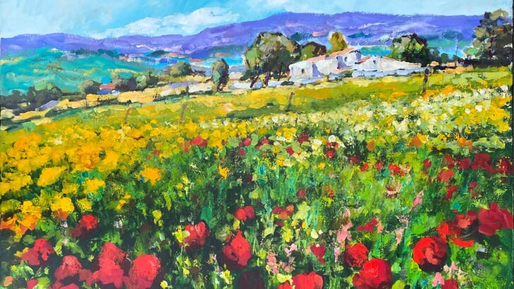 Henri Hess schilderde dit klaprozenveld in de Provence.