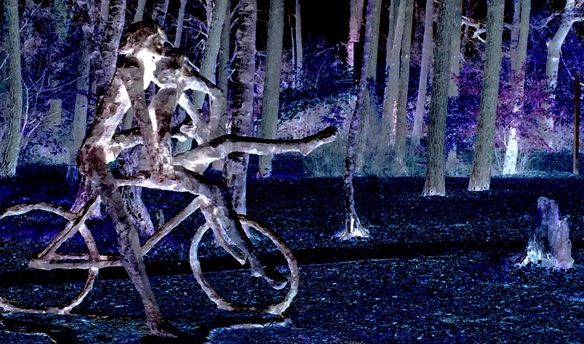 Het (voormalig) schoolplein kent een prachtig beeld van Jits Bakker: 'de fietsers.