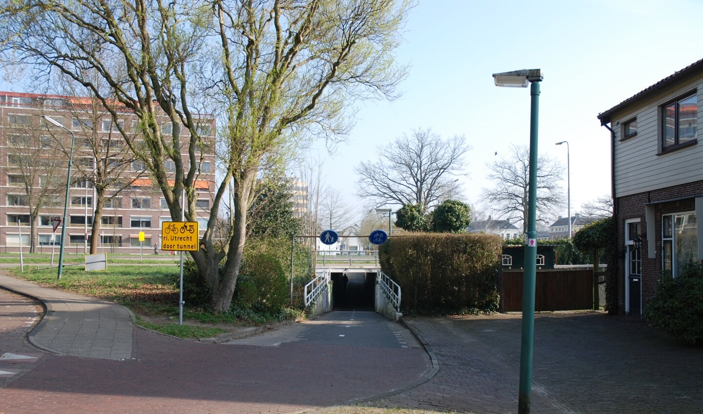 Huidige situatie. In de jaren vijftig kwam er een fietstunneltje onder de Utrechtseweg door.