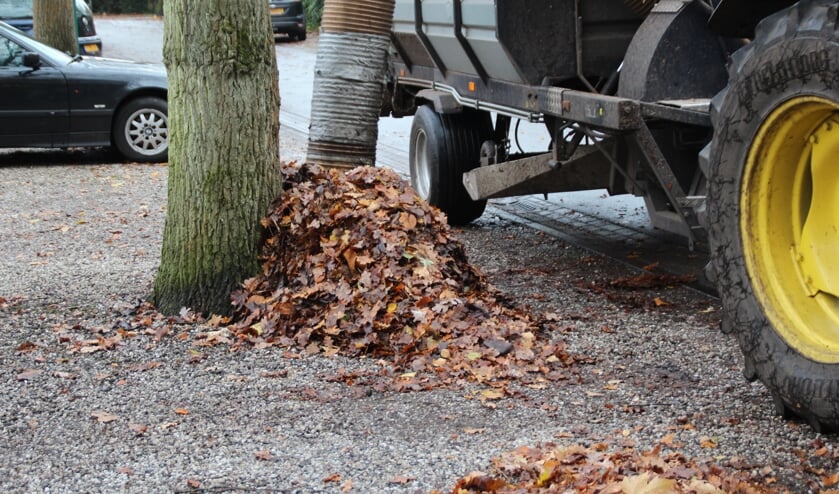 Met de bladstofzuiger wordt heel wat blad opgeruimd de komende weken.