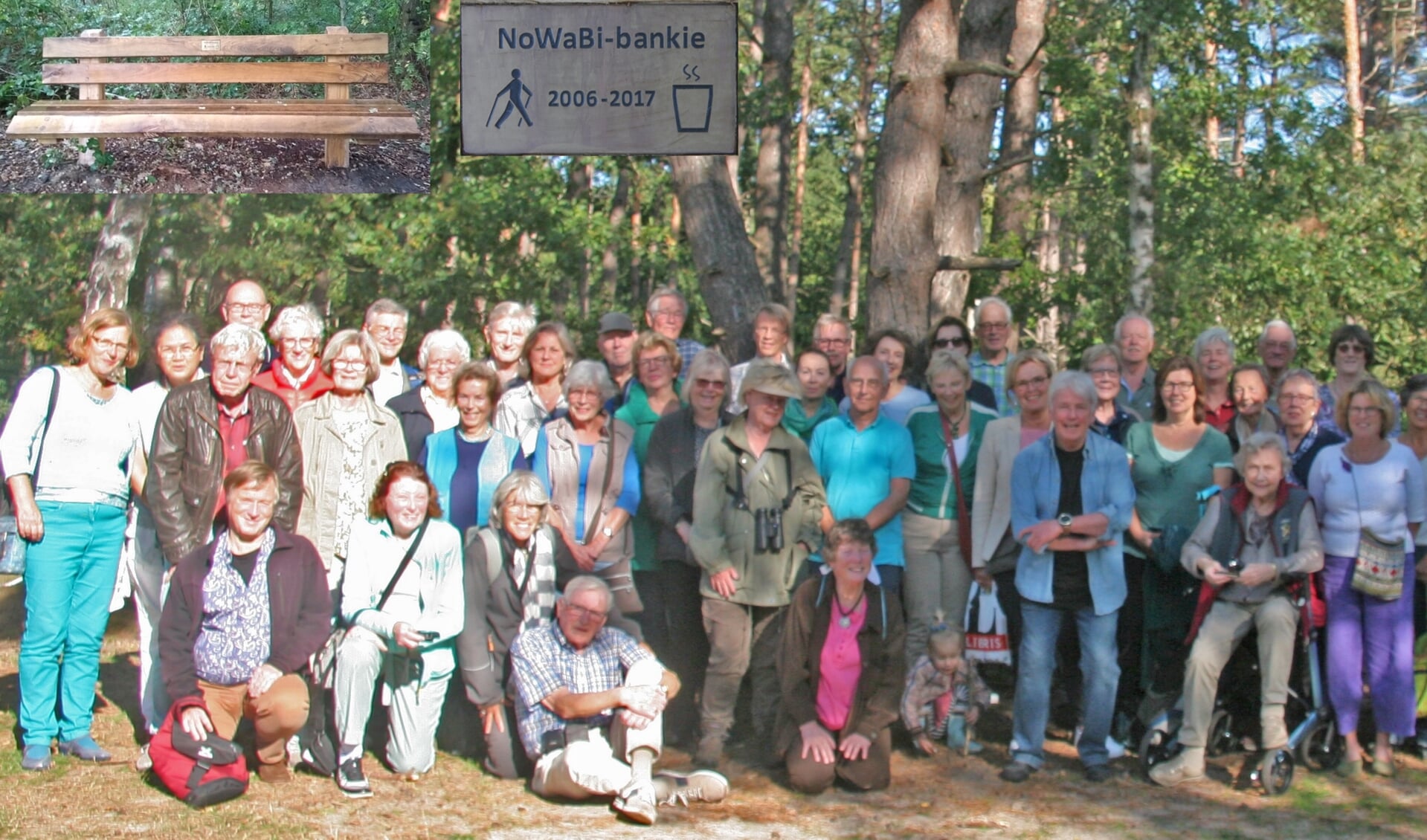 Een trouwe Nordic Walking groep heeft het bankje in het bos financieel mogelijk gemaakt.