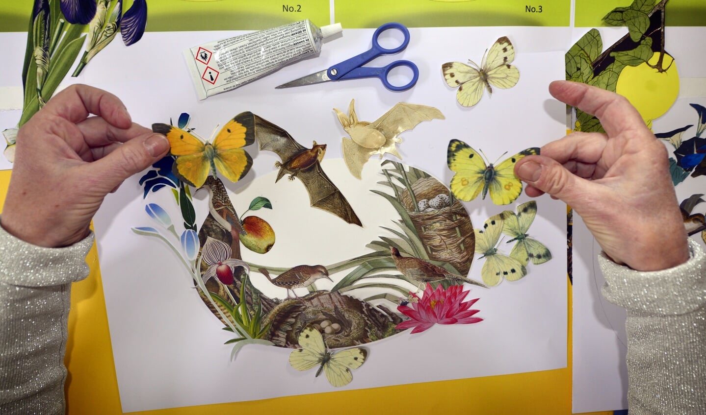 Het uiteindelijke beeld wordt met knip- en plakwerk vormgegeven.
