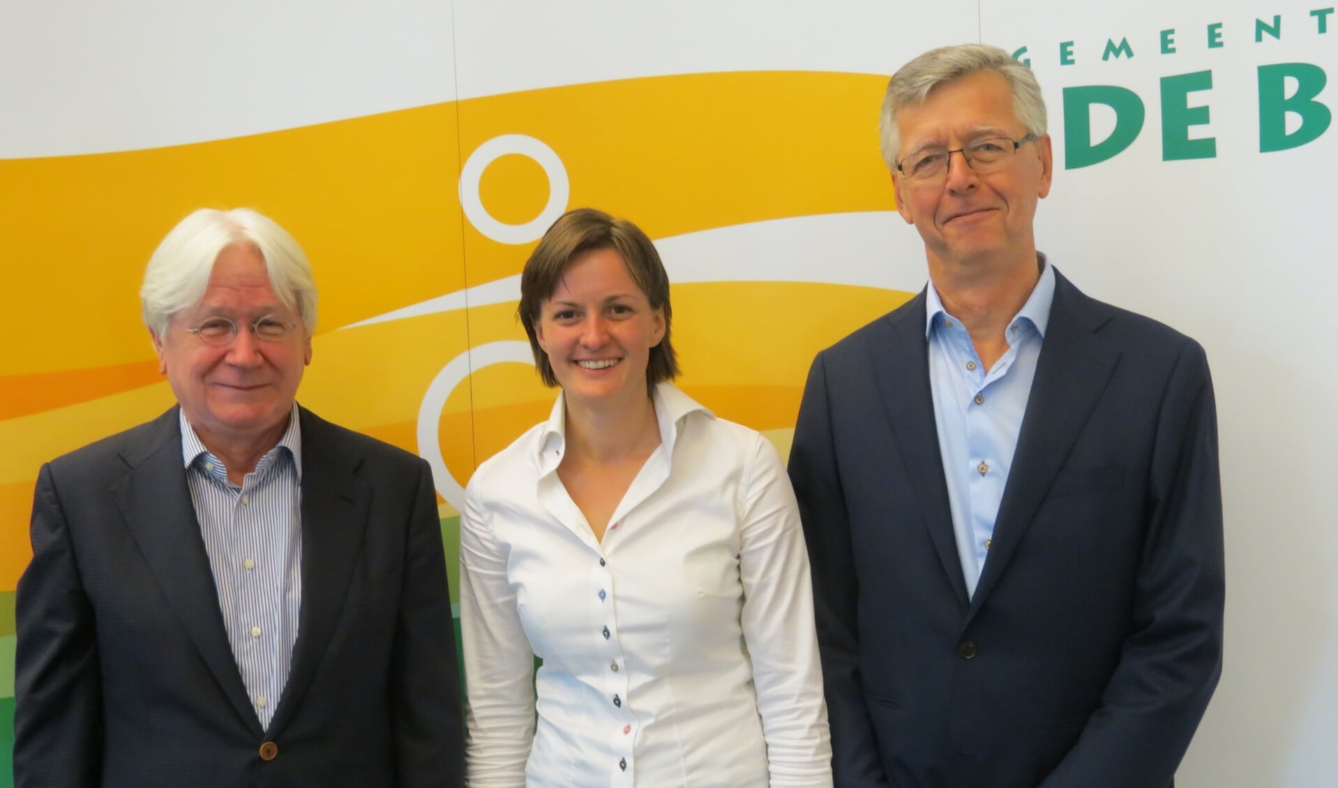 De nieuwbenoemde raadsleden Peter Weyers (GroenLinks), Margriet van de Vooren (CDA) en John van Brakel (D66).
