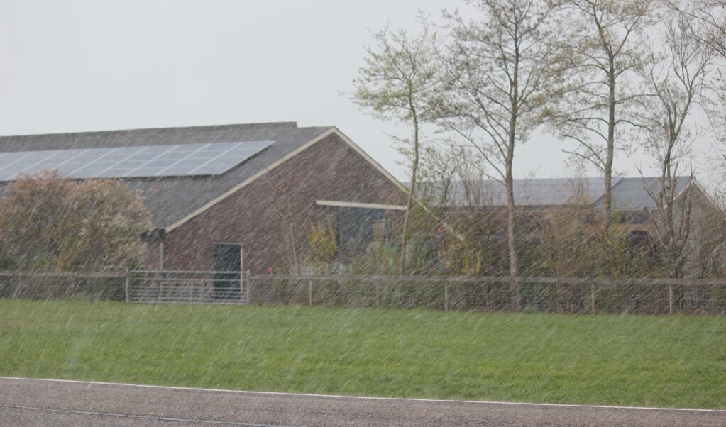 Zonnepanelen (nu even in de sneeuw) op bedrijfsgebouwen langs de Koningin Wilhelminaweg kunnen uiterst functioneel zijn.  